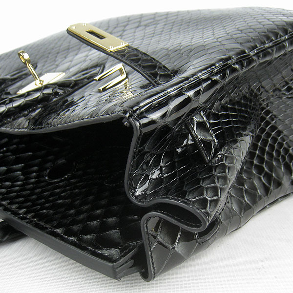 High Quality Fake Hermes Birkin 35CM Fish Veins Leather Bag Black 6089